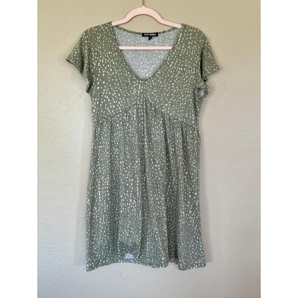 Steve Madden Sage Green Babydoll Mini Dress Polka Dot Cottagecore Y2k 90 M 544D